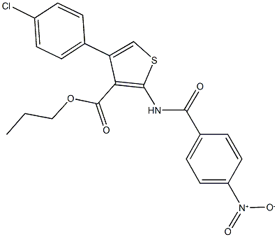 propyl 4-(4-chlorophenyl)-2-({4-nitrobenzoyl}amino)-3-thiophenecarboxylate Struktur