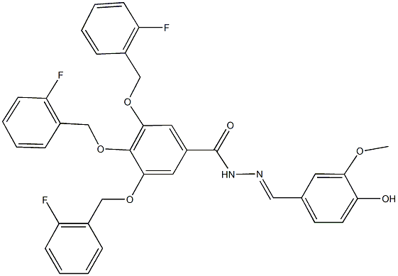 3,4,5-tris[(2-fluorobenzyl)oxy]-N'-(4-hydroxy-3-methoxybenzylidene)benzohydrazide Struktur