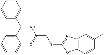 N-(9H-fluoren-9-yl)-2-[(5-methyl-1,3-benzoxazol-2-yl)sulfanyl]acetamide Struktur