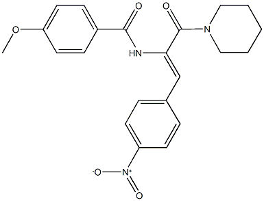 N-[2-{4-nitrophenyl}-1-(1-piperidinylcarbonyl)vinyl]-4-methoxybenzamide Struktur