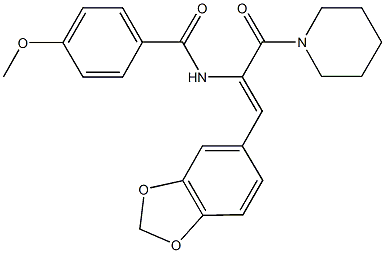 N-[2-(1,3-benzodioxol-5-yl)-1-(1-piperidinylcarbonyl)vinyl]-4-methoxybenzamide Struktur