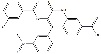 3-[(2-[(3-bromobenzoyl)amino]-3-{3-nitrophenyl}acryloyl)amino]benzoic acid Struktur