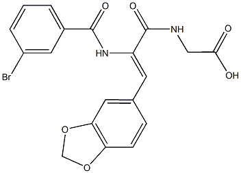 ({3-(1,3-benzodioxol-5-yl)-2-[(3-bromobenzoyl)amino]acryloyl}amino)acetic acid Struktur