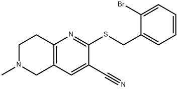 2-[(2-bromobenzyl)sulfanyl]-6-methyl-5,6,7,8-tetrahydro[1,6]naphthyridine-3-carbonitrile Struktur