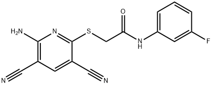 2-[(6-amino-3,5-dicyano-2-pyridinyl)sulfanyl]-N-(3-fluorophenyl)acetamide Struktur