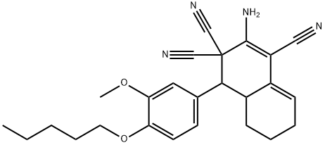 2-amino-4-[3-(methyloxy)-4-(pentyloxy)phenyl]-4a,5,6,7-tetrahydronaphthalene-1,3,3(4H)-tricarbonitrile Struktur