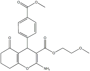 2-methoxyethyl 2-amino-4-[4-(methoxycarbonyl)phenyl]-5-oxo-5,6,7,8-tetrahydro-4H-chromene-3-carboxylate Struktur