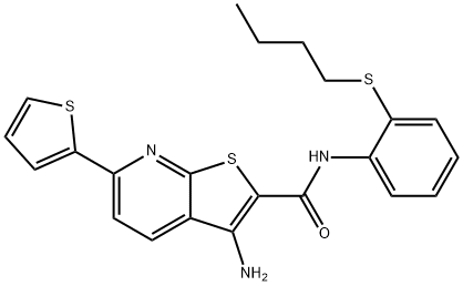 3-amino-N-[2-(butylsulfanyl)phenyl]-6-(2-thienyl)thieno[2,3-b]pyridine-2-carboxamide Struktur