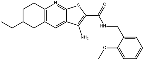 3-amino-6-ethyl-N-(2-methoxybenzyl)-5,6,7,8-tetrahydrothieno[2,3-b]quinoline-2-carboxamide Struktur