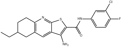 3-amino-N-(3-chloro-4-fluorophenyl)-6-ethyl-5,6,7,8-tetrahydrothieno[2,3-b]quinoline-2-carboxamide Struktur