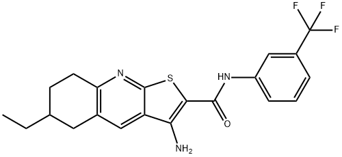 3-amino-6-ethyl-N-[3-(trifluoromethyl)phenyl]-5,6,7,8-tetrahydrothieno[2,3-b]quinoline-2-carboxamide Struktur