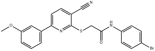 N-(4-bromophenyl)-2-{[3-cyano-6-(3-methoxyphenyl)-2-pyridinyl]sulfanyl}acetamide Struktur