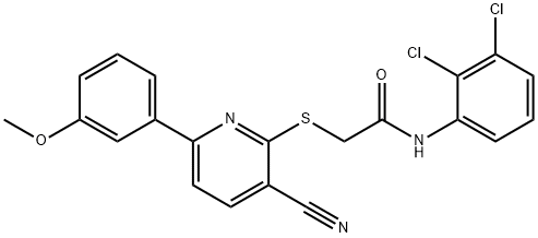 2-{[3-cyano-6-(3-methoxyphenyl)-2-pyridinyl]sulfanyl}-N-(2,3-dichlorophenyl)acetamide Struktur