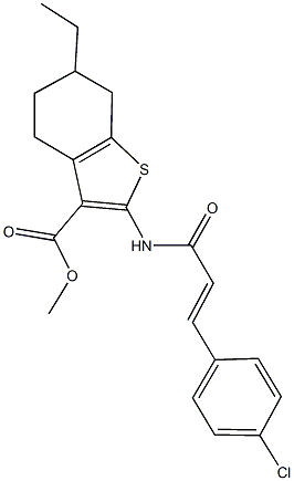 methyl 2-{[3-(4-chlorophenyl)acryloyl]amino}-6-ethyl-4,5,6,7-tetrahydro-1-benzothiophene-3-carboxylate Struktur