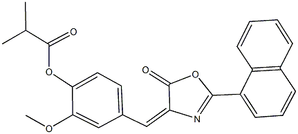 2-methoxy-4-[(2-(1-naphthyl)-5-oxo-1,3-oxazol-4(5H)-ylidene)methyl]phenyl 2-methylpropanoate Struktur