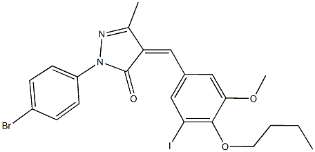 2-(4-bromophenyl)-4-(4-butoxy-3-iodo-5-methoxybenzylidene)-5-methyl-2,4-dihydro-3H-pyrazol-3-one Struktur