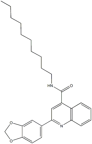 2-(1,3-benzodioxol-5-yl)-N-decyl-4-quinolinecarboxamide Struktur