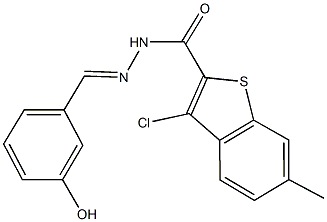 3-chloro-N'-(3-hydroxybenzylidene)-6-methyl-1-benzothiophene-2-carbohydrazide Struktur