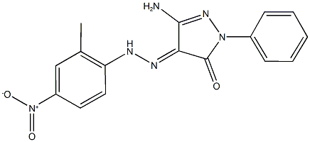 3-amino-1-phenyl-1H-pyrazole-4,5-dione 4-({4-nitro-2-methylphenyl}hydrazone) Struktur