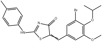 5-(3-bromo-4-isopropoxy-5-methoxybenzylidene)-2-[(4-methylphenyl)imino]-1,3-thiazolidin-4-one Struktur