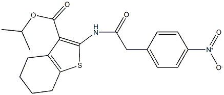 isopropyl 2-[({4-nitrophenyl}acetyl)amino]-4,5,6,7-tetrahydro-1-benzothiophene-3-carboxylate Struktur