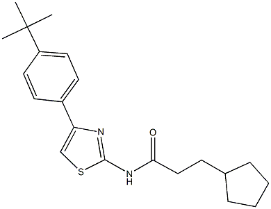 N-[4-(4-tert-butylphenyl)-1,3-thiazol-2-yl]-3-cyclopentylpropanamide Struktur