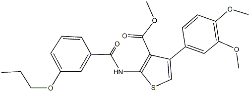 methyl 4-(3,4-dimethoxyphenyl)-2-[(3-propoxybenzoyl)amino]thiophene-3-carboxylate Struktur