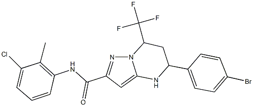 5-(4-bromophenyl)-N-(3-chloro-2-methylphenyl)-7-(trifluoromethyl)-4,5,6,7-tetrahydropyrazolo[1,5-a]pyrimidine-2-carboxamide Struktur