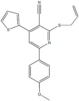 2-(allylsulfanyl)-6-(4-methoxyphenyl)-4-thien-2-ylnicotinonitrile Struktur