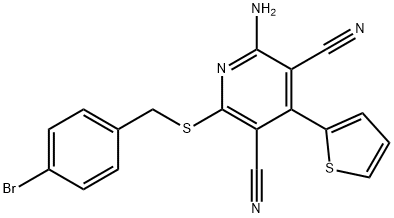 2-amino-6-[(4-bromobenzyl)sulfanyl]-4-(2-thienyl)-3,5-pyridinedicarbonitrile Struktur