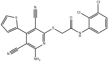 2-{[6-amino-3,5-dicyano-4-(2-thienyl)-2-pyridinyl]sulfanyl}-N-(2,3-dichlorophenyl)acetamide Struktur