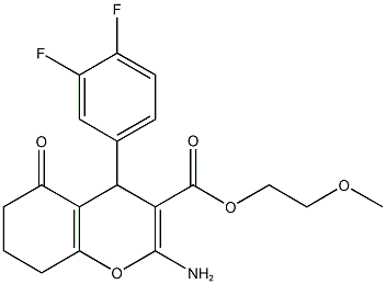 2-methoxyethyl 2-amino-4-(3,4-difluorophenyl)-5-oxo-5,6,7,8-tetrahydro-4H-chromene-3-carboxylate Struktur