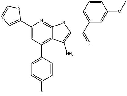 [3-amino-4-(4-fluorophenyl)-6-(2-thienyl)thieno[2,3-b]pyridin-2-yl](3-methoxyphenyl)methanone Struktur