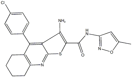 3-amino-4-(4-chlorophenyl)-N-(5-methyl-3-isoxazolyl)-5,6,7,8-tetrahydrothieno[2,3-b]quinoline-2-carboxamide Struktur