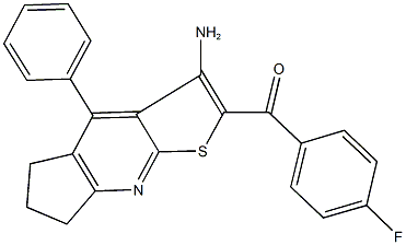 (3-amino-4-phenyl-6,7-dihydro-5H-cyclopenta[b]thieno[3,2-e]pyridin-2-yl)(4-fluorophenyl)methanone Struktur