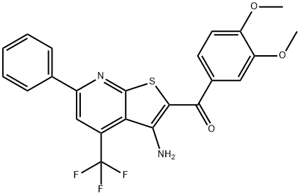 [3-amino-6-phenyl-4-(trifluoromethyl)thieno[2,3-b]pyridin-2-yl](3,4-dimethoxyphenyl)methanone Struktur