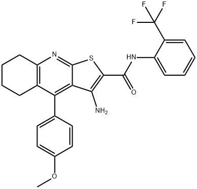 3-amino-4-(4-methoxyphenyl)-N-[2-(trifluoromethyl)phenyl]-5,6,7,8-tetrahydrothieno[2,3-b]quinoline-2-carboxamide Struktur