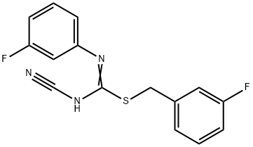 3-fluorobenzyl N'-cyano-N-(3-fluorophenyl)imidothiocarbamate Struktur