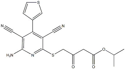 isopropyl 4-{[6-amino-3,5-dicyano-4-(3-thienyl)-2-pyridinyl]sulfanyl}-3-oxobutanoate Struktur