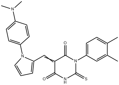 5-({1-[4-(dimethylamino)phenyl]-1H-pyrrol-2-yl}methylene)-1-(3,4-dimethylphenyl)-2-thioxodihydro-4,6(1H,5H)-pyrimidinedione Struktur