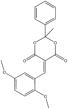 5-(2,5-dimethoxybenzylidene)-2-methyl-2-phenyl-1,3-dioxane-4,6-dione Struktur