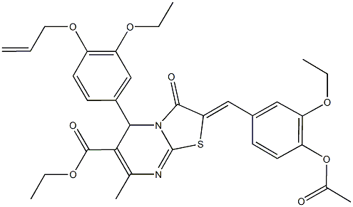 ethyl 2-[4-(acetyloxy)-3-ethoxybenzylidene]-5-[4-(allyloxy)-3-ethoxyphenyl]-7-methyl-3-oxo-2,3-dihydro-5H-[1,3]thiazolo[3,2-a]pyrimidine-6-carboxylate Struktur