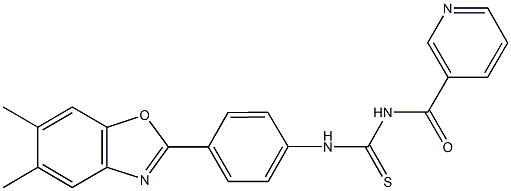 N-[4-(5,6-dimethyl-1,3-benzoxazol-2-yl)phenyl]-N'-(3-pyridinylcarbonyl)thiourea Struktur