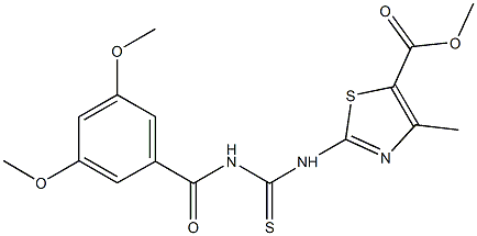 methyl 2-({[(3,5-dimethoxybenzoyl)amino]carbothioyl}amino)-4-methyl-1,3-thiazole-5-carboxylate Struktur