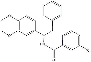 3-chloro-N-[1-(3,4-dimethoxyphenyl)-2-phenylethyl]benzamide Struktur