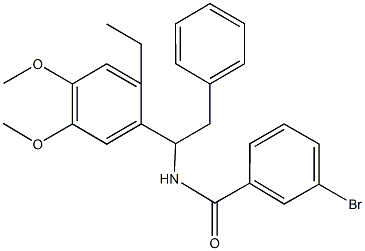 3-bromo-N-[1-(2-ethyl-4,5-dimethoxyphenyl)-2-phenylethyl]benzamide Struktur