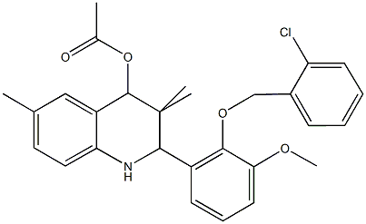 2-{2-[(2-chlorobenzyl)oxy]-3-methoxyphenyl}-3,3,6-trimethyl-1,2,3,4-tetrahydro-4-quinolinyl acetate Struktur