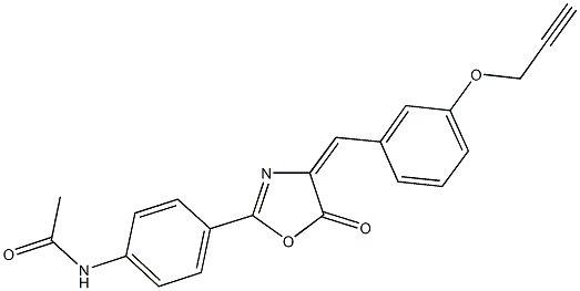 N-(4-{5-oxo-4-[3-(2-propynyloxy)benzylidene]-4,5-dihydro-1,3-oxazol-2-yl}phenyl)acetamide Struktur