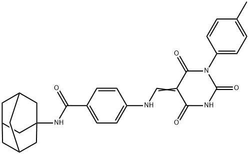 N-(1-adamantyl)-4-{[(4-hydroxy-1-(4-methylphenyl)-2,6-dioxo-1,6-dihydro-5(2H)-pyrimidinylidene)methyl]amino}benzamide Struktur