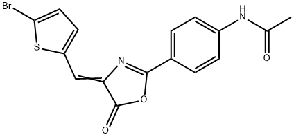 N-(4-{4-[(5-bromo-2-thienyl)methylene]-5-oxo-4,5-dihydro-1,3-oxazol-2-yl}phenyl)acetamide Struktur